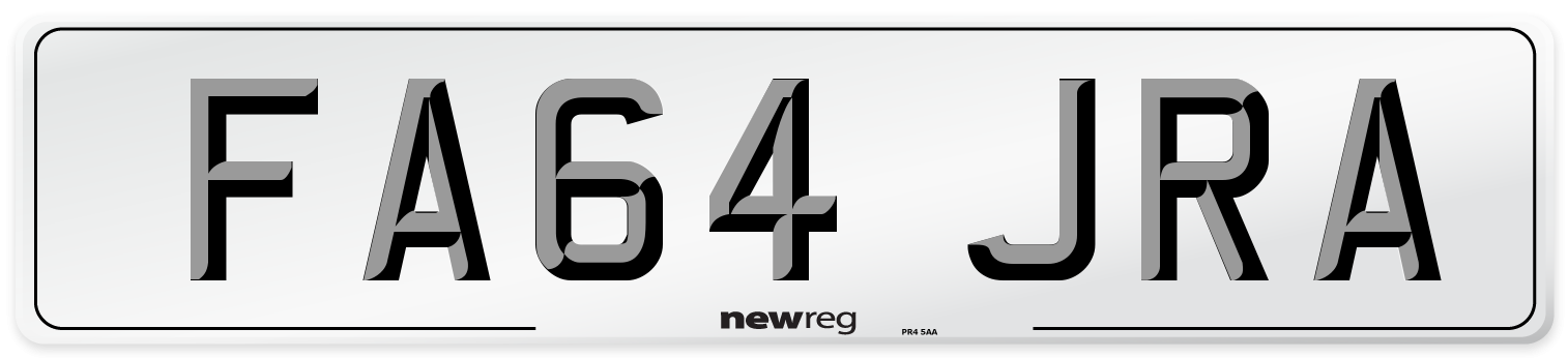 FA64 JRA Number Plate from New Reg